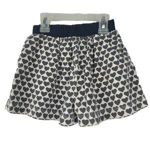 Crewcuts Girls Shorts Size 5 White Navy Blue Heart Print Elastic Waist Pull On‎